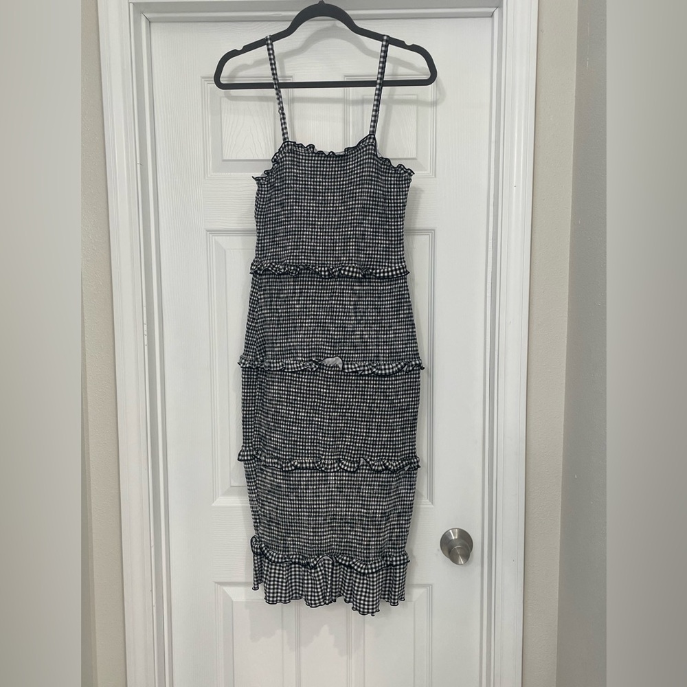No Boundaries Black and White Checkered Midi Dress